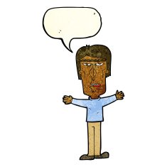 cartoon angry man with speech bubble N20