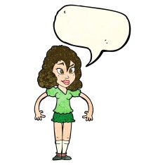 cartoon pretty woman with speech bubble N85