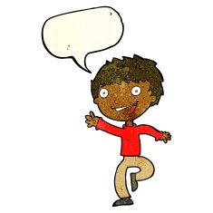 cartoon excited boy with speech bubble N40