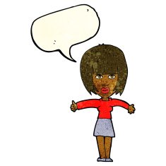 cartoon annoyed woman with speech bubble N57