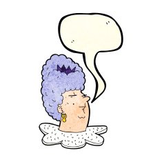 cartoon queen's head with speech bubble N4