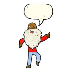cartoon stressed old man with speech bubble N5