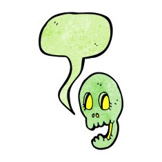 funny cartoon skull with speech bubble N5