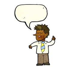 cartoon man with good idea speech bubble N6