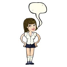 cartoon woman with hands on hips speech bubble N60