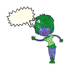 cartoon vampire girl with speech bubble N61