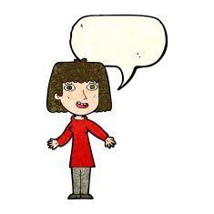 cartoon happy woman with speech bubble N72
