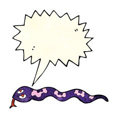 cartoon hissing snake with speech bubble N9