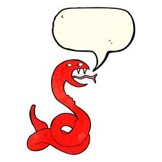 cartoon hissing snake with speech bubble N10