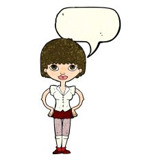 cartoon woman with hands on hips speech bubble N61