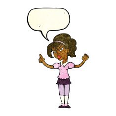 cartoon woman with idea speech bubble N74