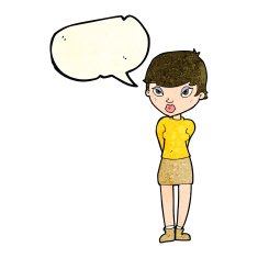 cartoon shy woman with speech bubble N17