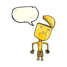 cartoon funny robot with speech bubble N23