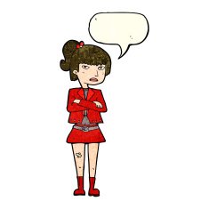 cartoon cool girl with speech bubble N7