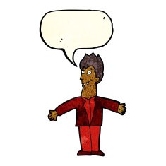 cartoon vampire man with speech bubble N42