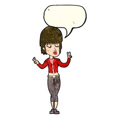 cartoon cool girl with speech bubble N8