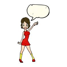 cartoon party girl with speech bubble N3