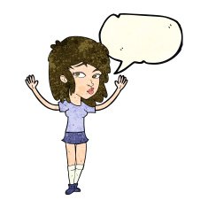 cartoon pretty girl with speech bubble N31