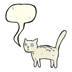 cartoon frightened cat with speech bubble N8