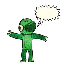 cartoon astronaut with speech bubble N36