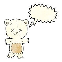 cute cartoon polar bear with speech bubble N29