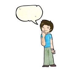 cartoon boy wondering with speech bubble N4