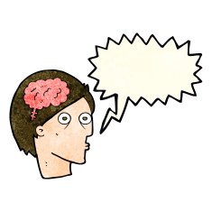 cartoon head with brain symbol speech bubble N11
