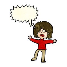 cartoon unhappy person with speech bubble N4