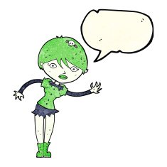 cartoon vampire girl with speech bubble N66