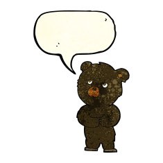 cartoon black bear cub with speech bubble N18