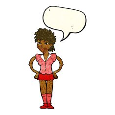 cartoon woman with hands on hips speech bubble N62