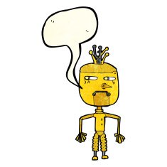 cartoon robot with speech bubble N55