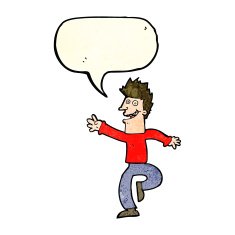 cartoon happy man with speech bubble N115