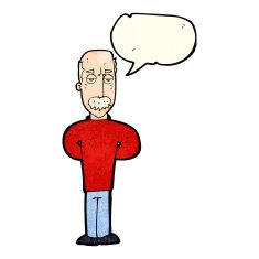 cartoon annoyed balding man with speech bubble N4