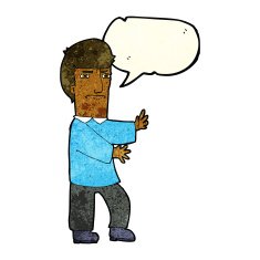 cartoon grumpy man with speech bubble N6