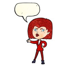 cartoon vampire girl with speech bubble N69
