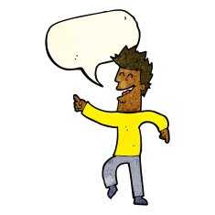 cartoon man pointing and laughing with speech bubble N8