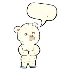 cartoon polar bear cub with speech bubble N26