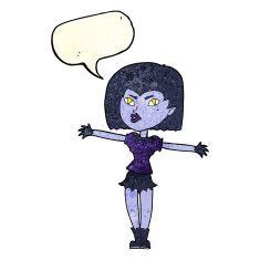 cartoon vampire girl with speech bubble N70
