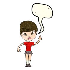 cartoon woman with idea speech bubble N78