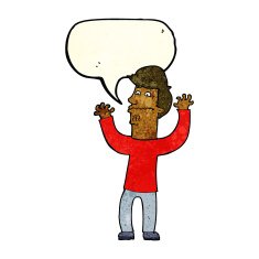cartoon nervous man with speech bubble N38