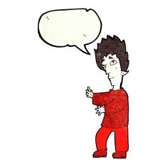 cartoon vampire with speech bubble N30