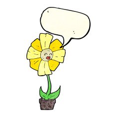 cartoon flower with speech bubble N16
