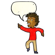 cartoon happy man pointing with speech bubble N17