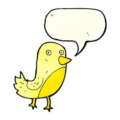 cartoon yellow bird with speech bubble N2