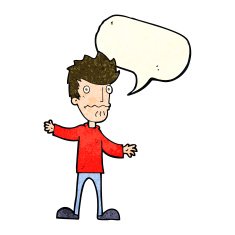 cartoon nervous man with speech bubble N40