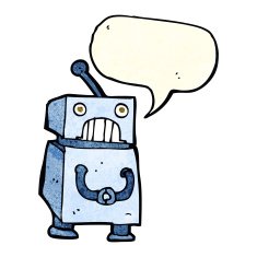 cartoon robot with speech bubble N57