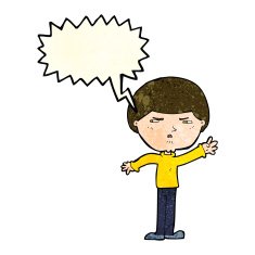 cartoon mean man with speech bubble N5