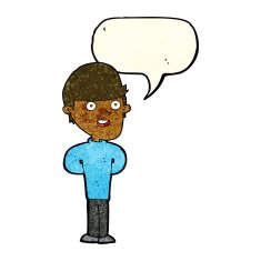 cartoon happy man with speech bubble N120