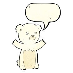 cute cartoon polar bear with speech bubble N30